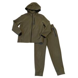 Old Navy Active Dynamic Fleece Jacket Jogger Set Med 8 Olive Green Reflective
